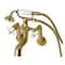 Kingston Brass Tub Wall Mount Clawfoot Tub Faucet with Hand Shower, Brushed Brass KS229PXSB - alternate 1
